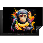 Protection plaque induction singe - graffiti - color� - bananes - moderne couvre plaque de cuisson 81x52 ...