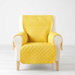 Douceur d'intrieur - protge fauteuil matelass uni lounge jaune