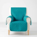 Douceur d'intrieur - protge fauteuil matelass uni lounge ptrole