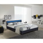 Provence literie - lit 160x200 solide et confortable avec sommier et t�te de lit �clairage led - pieds ...