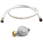 Kit dtendeur 28 mbar vissable gaz butane + tuyau gaz flexible 1. 50 m  embouts vissables