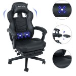 Puluomis - chaise gaming ergonomique � haut dossier, fauteuil gamer en pu, si�ge avec fonction de massage, ...