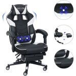 Puluomis - chaise gaming ergonomique � haut dossier, fauteuil gamer en pu, si�ge avec fonction de massage, ...