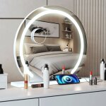 Puluomis led miroir de maquillage 50x48cm hollywood rond avec clairage led et interrupteur tactile, ...