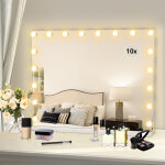 Led miroir de maquillage hollywood avec ecran tactile & loupe de grossissant 10x 18 lumi�res - blanc ...