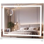 Puluomis - led miroir de maquillage lumineux 58x45 cm hollywood, miroir simple avec bande lumineuse carr�e, ...