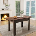 Puluomis table de salle � manger extensible, 150x70x75cm, table pliante en bois rustique, carr�e, pour ...