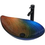 Puluomis ? vasque � poser en verre tremp� 55x36x14cm ? lavabo moderne pour salle de bain ? drainage efficace ...