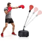 Punching ball sur pied réglable en hauteur 140 - 158 cm avec gants sac de frappe boxe base(rouge) Punching ball sur pied réglable en hauteur 140 - 158 cm avec gants sac de frappe boxe base(rouge)