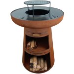 Purline - barbecue rond avec plaque d'acier ronde et grille