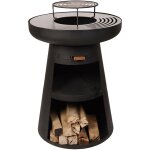 Purline - barbecue rond avec plaque d'acier ronde et grille
