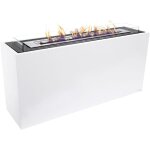 Purline - grande chemine  l'thanol au sol en acier blanc et 3 brleurs.