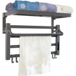 Purline - sèche - serviettes électrique avec étagère gris anthracite 55w Purline - sèche - serviettes électrique avec étagère gris anthracite 55w