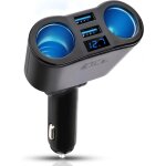 Qc 3. 0 chargeur allume cigare usb, 12v 15w ports usb + 2 prises adaptateur allume - cigare chargeur ...