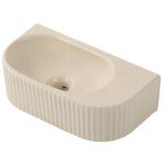 Qeramiq blend lavabo - 40x22x12cm - stri� - demi - rond - sans trou de robinet - c�ramique - beige mat ...