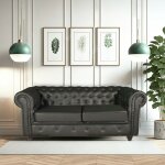 Le quai des affaires - canap chesterfield 2 places / noir / 183x85x72