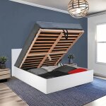 Le quai des affaires ? lit coffre 180x200 ? structure en panneau de particules blanc ? sommier � 15 lattes ...