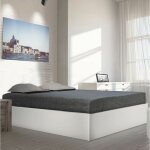 Lit coffre bilbao 140x200 cm + sommier / blanc / 206x147x33