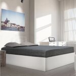 Le quai des affaires - lit coffre bilbao 180x200 cm + sommier / blanc / 206 x 186 x 33