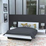 Le quai des affaires - lit cool 140x190 cm + 2 chevets + sommier / blanc / 192x234x75 cm