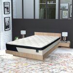 Le quai des affaires - lit cool 140x190 cm + 2 chevets + sommier + matelas cassie / dcor chne blanchi ...