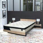 Le quai des affaires - lit cool 140x190 cm + 2 chevets + sommier + matelas cassie / dcor chne blanchi ...