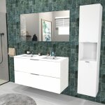Le quai des affaires - meuble sous - vasque malaga 120 cm + vasque + miroir + colonne / blanc /