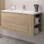 Le quai des affaires - meuble sous vasque + vasque vesna / dcor chne blanchi / 100x46x50