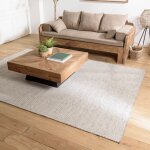 Macabane - quentin - tapis rect 160x230cm en laine tissée couleur blanc / gris chiné Macabane - quentin - tapis rect 160x230cm en laine tissée couleur blanc / gris chiné