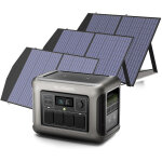 R1500 station lectrique portable avec 3 panneau solaire pliables de 100w, 1152wh batterie lfp, avec ...