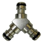 Fauquet - raccord yc 3 voies laiton nickelé raccordement de 3 tuyaux d'arrosage 1 arrivée 2 sorties raccords ... Fauquet - raccord yc 3 voies laiton nickelé raccordement de 3 tuyaux d'arrosage 1 arrivée 2 sorties raccords ...