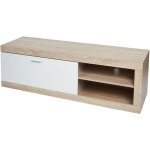 Hhg - meuble tv 489, table de t�l�vision table basse armoire tv commode, bois 43x140x41cm compartiment ...