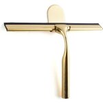 Raclette de douche en acier inoxydable dor� pour salle de bain, large raclette en verre douche [9, 8''], ...