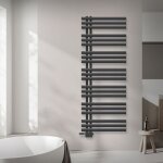 Luxebath - radiateur design iron em 600x1600 mm anthracite raccord central au bas avec garniture de raccordeme ...