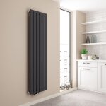 Emke - radiateur eau chaude en acier mural anthracite 160x46cm 850w simple couche