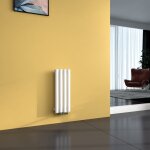Radiateur eau chaude en acier tube rond mural horizontal design blanc 60x24cm unique couche - emke