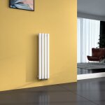 Emke - radiateur eau chaude en acier tube rond mural horizontal design blanc 90x24cm unique couche