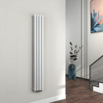 Radiateur eau chaude en acier tube rond mural verticale design blanc 160x24cm double couche - emke