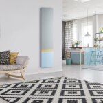 U - tile - radiateur lectrique horizon - coloris bleu ciel, jaune et gris clair - 800 watts - 180 x ...