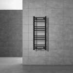 Luxebath radiateur de salle de bain design sahara, 300 x 800 mm, noir mat, forme droit avec connexion ...