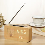 Radio - r�veil en bois de chevet r�tro radio - r�veil en bois haute d�finition radio - r�veil � affichage ...