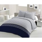 Lovely home - parure de couette 3 pieces coton 57 fils bleu 220x240 cm - rainbow
