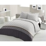 Lovely home - parure de couette 3 pieces coton 57 fils gris 240x260 cm - rainbow