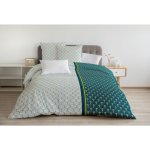 Les tendances - parure de couette 3 pieces coton 57 fils vert 220x240 cm - le rainbow