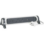 Rallonge 3x2p + t surface, inter, parafoudre, usb a + c et cordon 1, 5m - blanc / gris - legrand Rallonge 3x2p + t surface, inter, parafoudre, usb a + c et cordon 1, 5m - blanc / gris - legrand