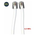 Rallonge fil de t�l�phone 4, 5m 4 voies m�le - m�le edm