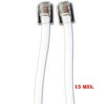 Rallonge téléphone 15m - 4 voies - mâle / mâle - pvc blanc Rallonge téléphone 15m - 4 voies - mâle / mâle - pvc blanc