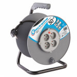 Rallonge prolongateur �lectrique 50m, avec enrouleur 4 prises 16 a section 3g1, 5 mm, gris