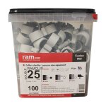 Ram - 100 colliers chevilles clip double gris pour tube nu 25