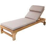 Rama bain de soleil en bois de teck avec coussin transat jardin rglable en 4 positions chaise longue ...
